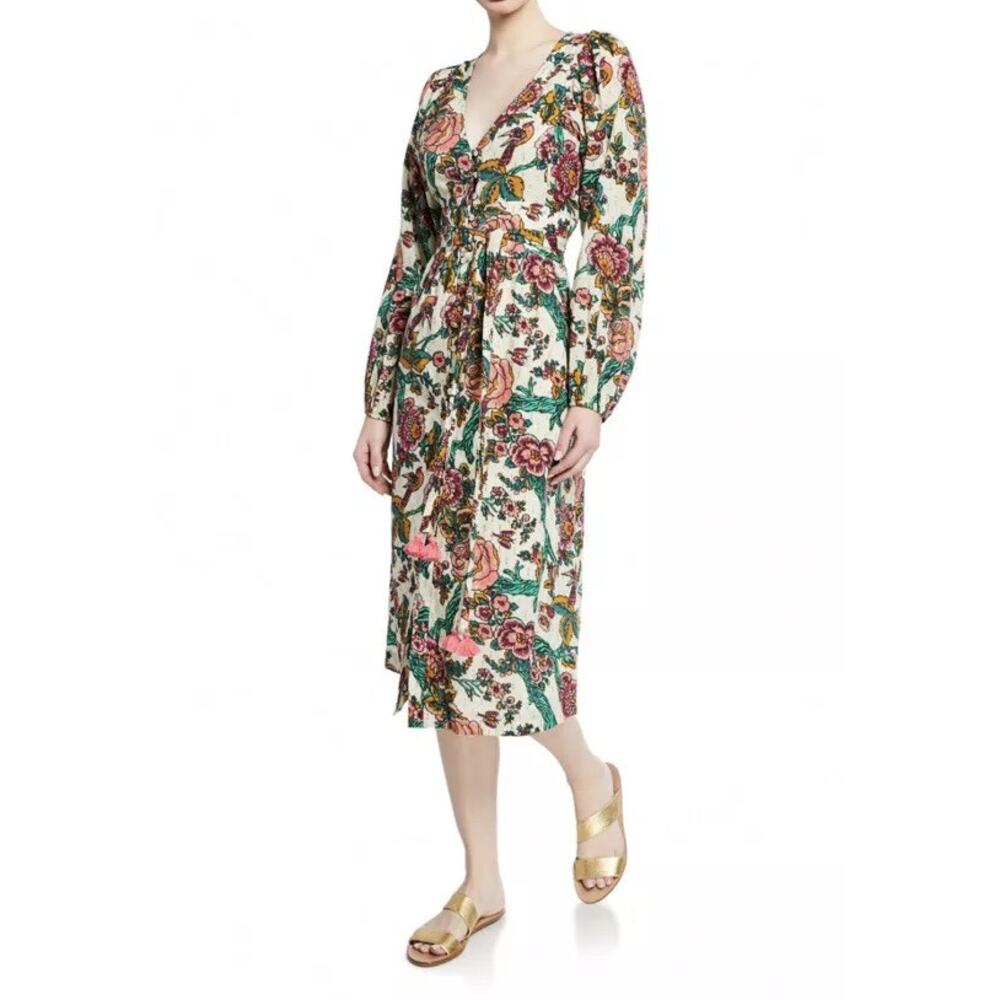NWT Figue Malina Belted Bohemian Floral Paradise Printed Midi Dress Size M - Picture 2 of 3